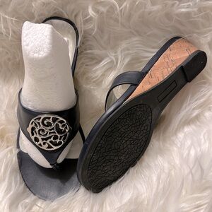 Michael Shannon navy wedge sandals